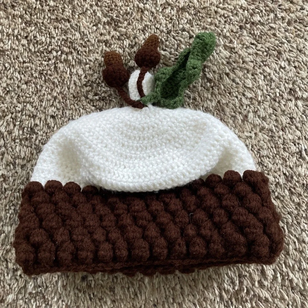 Lot of 4 Handmade Crochet Beanie Hats Knitted Cut Childrens Hat Hand Knitted